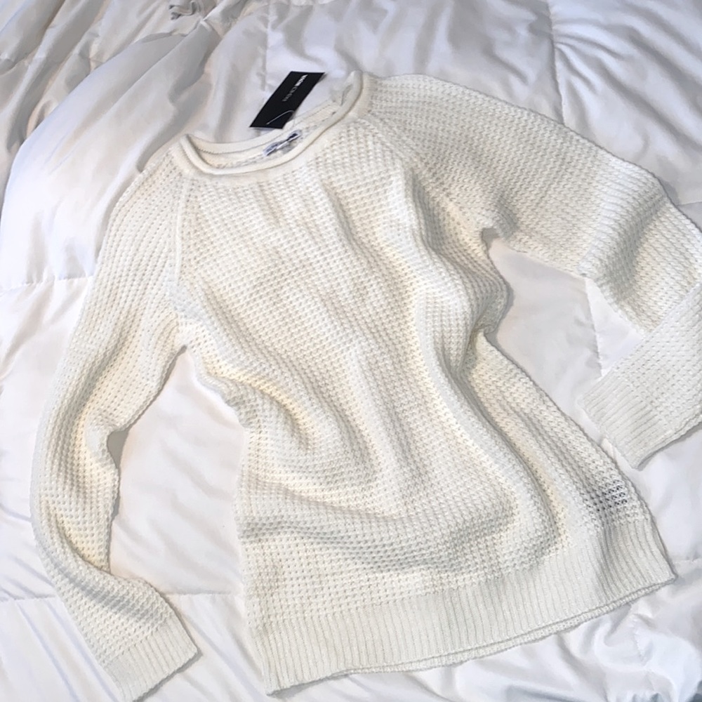 Womens Cozy Waffle Knit Sweater Top Ivory “Arianna Waffle Sweater” Fashion Nova